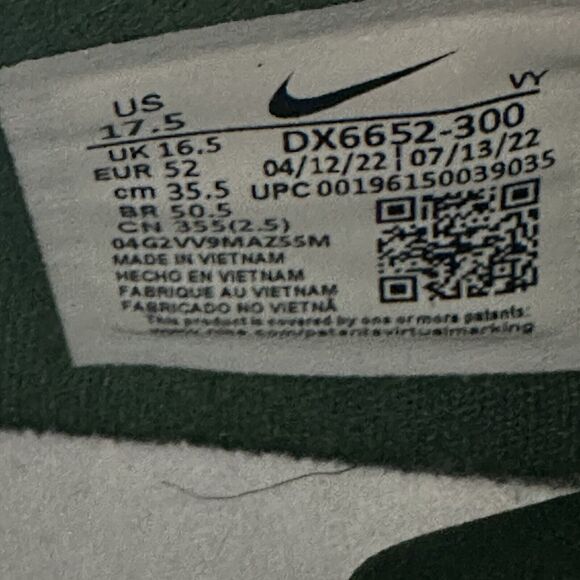 Size 17.5 Nike Zoom freak 4 Gorge Green Giannis New
